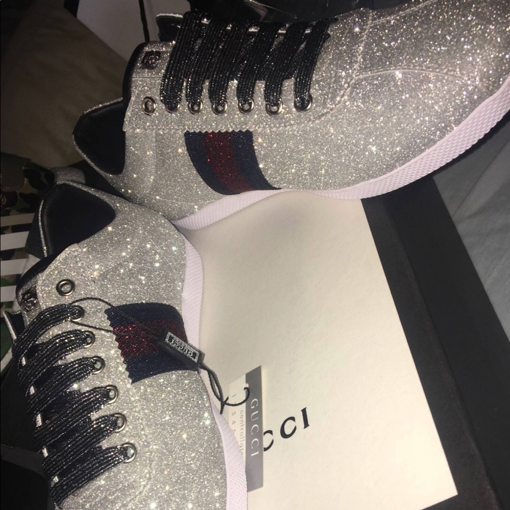 Grey glitter Gucci shoes Authentic